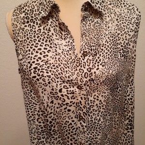 Chico's Cheetah Leopard Boho Print Button down Shirt Blouse - Size 1